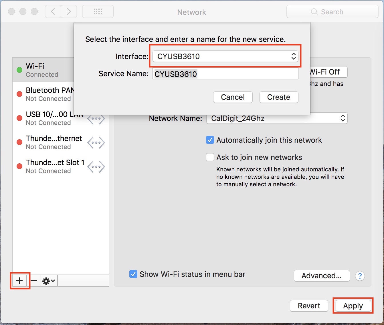 add usb interface for network connection in mac sierra